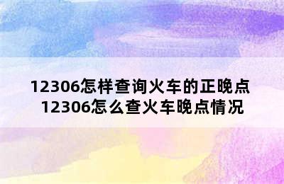 12306怎样查询火车的正晚点 12306怎么查火车晚点情况